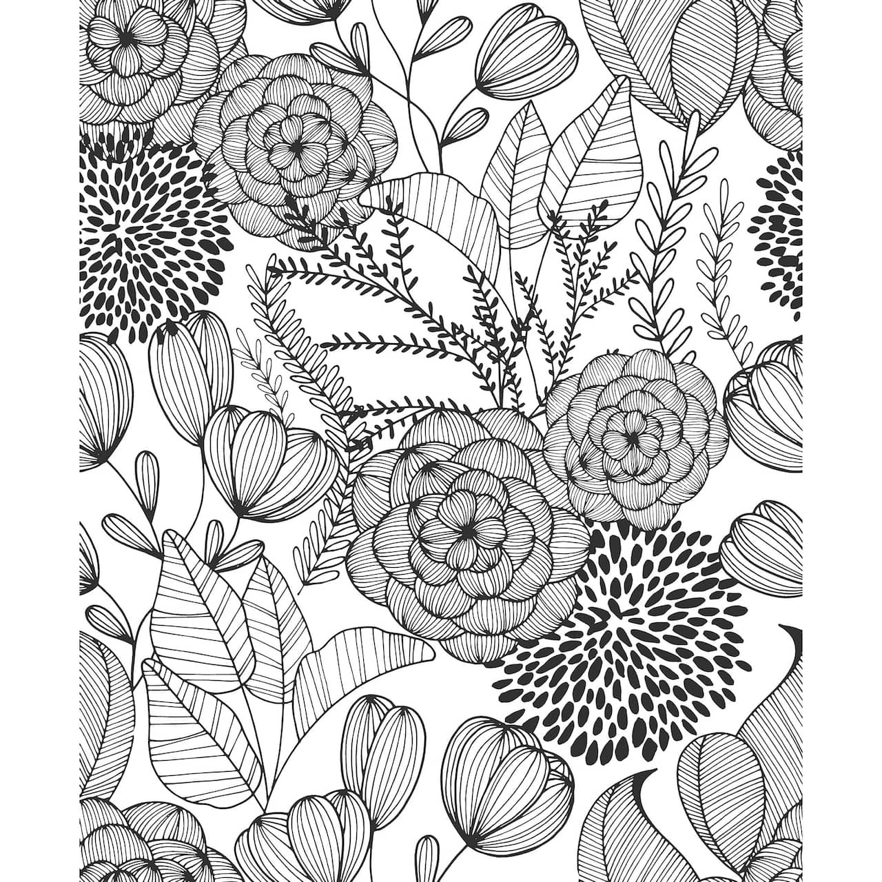 NuWallpaper Black Secret Garden Peel & Stick Wallpaper